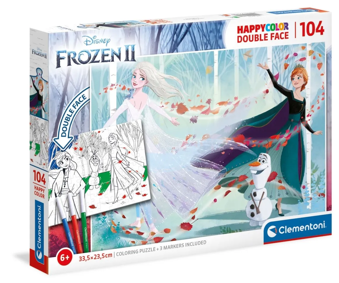 CLEMENTONI HAPPYCOLOR - PUZZLE 104 PEZZI DOUBLE FACE COLOURING FROZEN 2: vendita online CLEMENTONI HAPPYCOLOR - PUZZLE 104 PEZZI DOUBLE FACE COLOURING FROZEN 2 in offerta