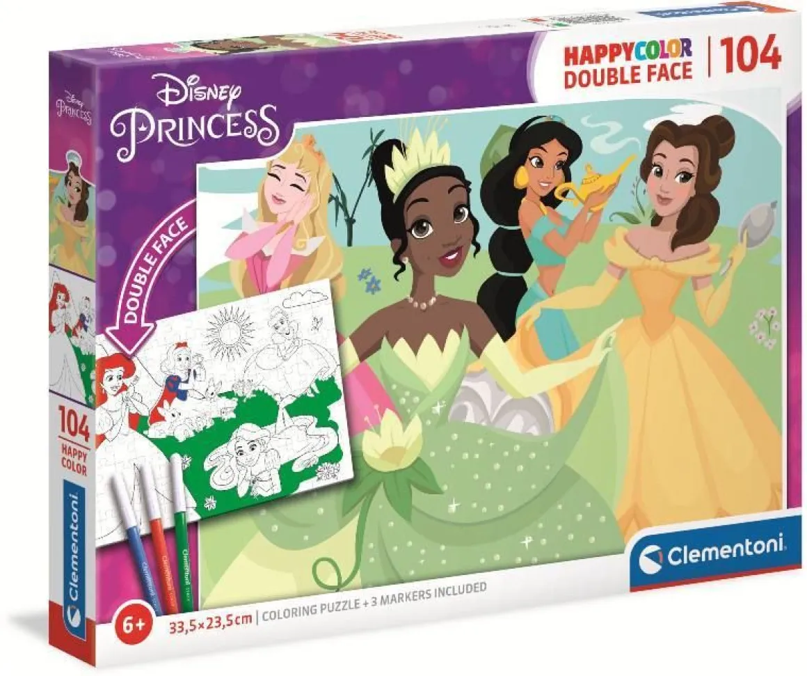 CLEMENTONI HAPPYCOLOR - PUZZLE 104 PEZZI DOUBLE FACE COLOURING DISNEY PRINCESS: vendita online CLEMENTONI HAPPYCOLOR - PUZZLE 104 PEZZI DOUBLE FACE COLOURING DISNEY PRINCESS in offerta