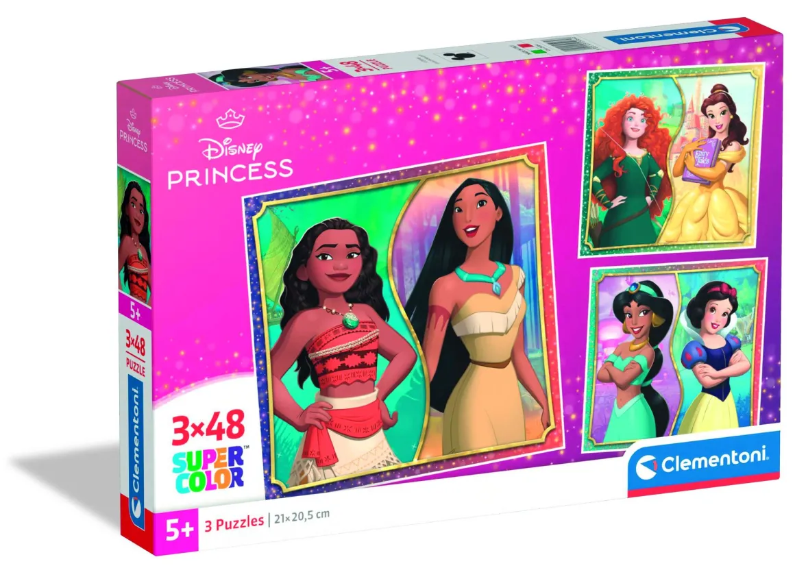 CLEMENTONI SUPER COLOR - PUZZLE 3X48 SQUARE DISNEY PRINCESS: vendita online CLEMENTONI SUPER COLOR - PUZZLE 3X48 SQUARE DISNEY PRINCESS in offerta