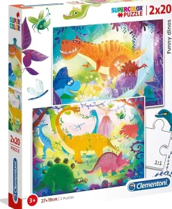 CLEMENTONI SUPERCOLOR - PUZZLE 2X20 PEZZI FUNNY DINOS: vendita online CLEMENTONI SUPERCOLOR - PUZZLE 2X20 PEZZI FUNNY DINOS in offerta