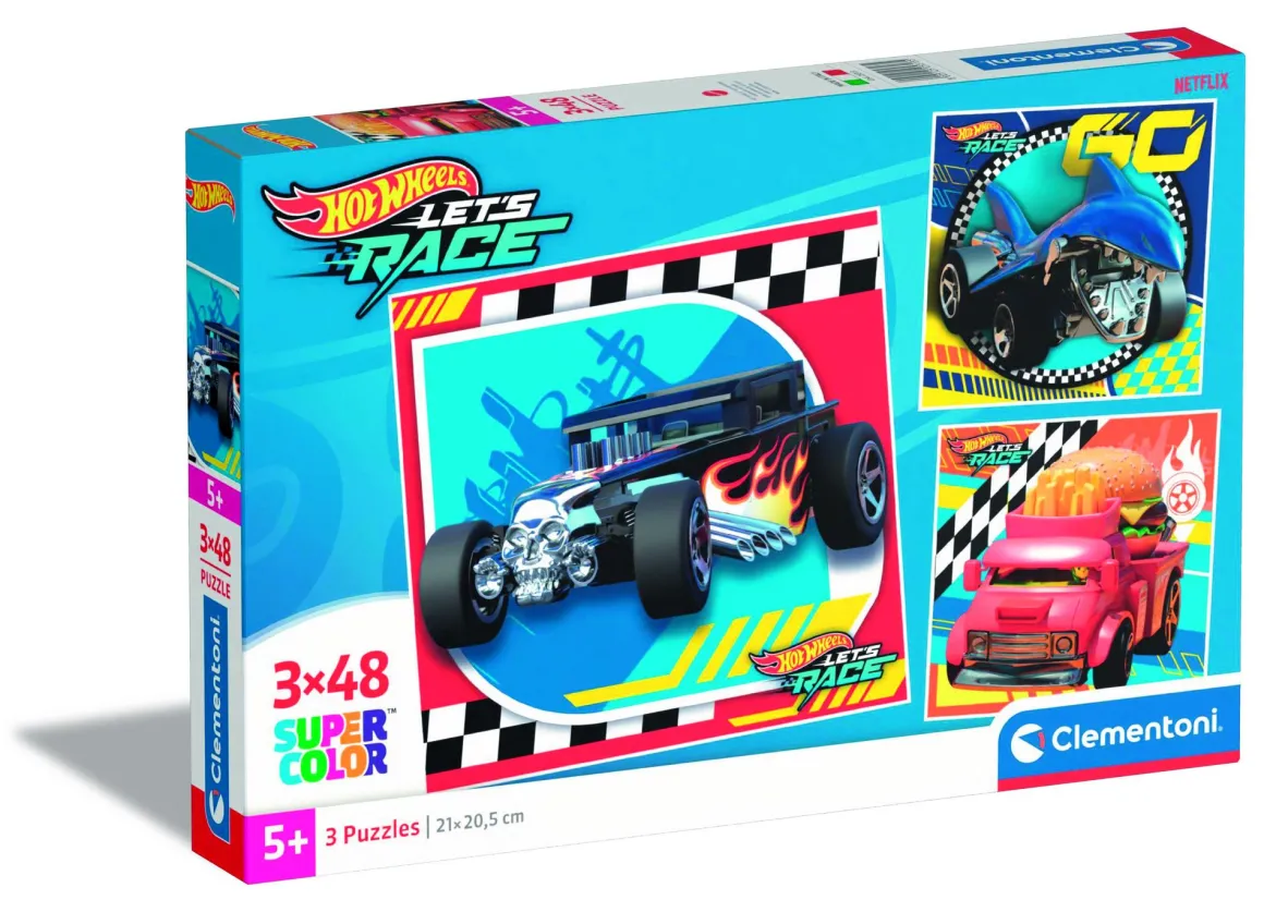CLEMENTONI SUPERCOLOR - PUZZLE 3X48 SQUARE HOTWHEELS: vendita online CLEMENTONI SUPERCOLOR - PUZZLE 3X48 SQUARE HOTWHEELS in offerta