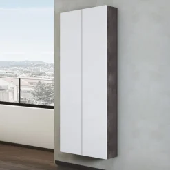 COLONNA MOD. MULTIUSO CM 60X22 H. 160 LAMIERA OSSIDATA E BIANCO LUCIDO