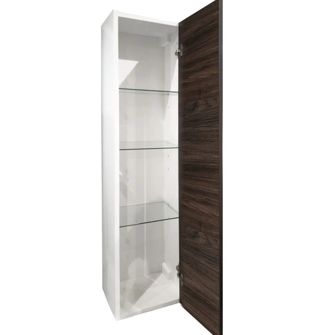 COLONNA SOSPESA MOD. LUNA CM 30X22 H. 120 BIANCO LUCIDO E OLMO CAFFE'
