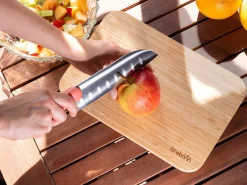 COLTELLO DA CUCINA SANTOKU KNIFE IN ACCIAO INOX MANICO ARANCIO