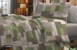 COMPLETO LETTO MATRIMONIALE IN COTONE CRASH VERDE: vendita online COMPLETO LETTO MATRIMONIALE IN COTONE CRASH VERDE in offerta