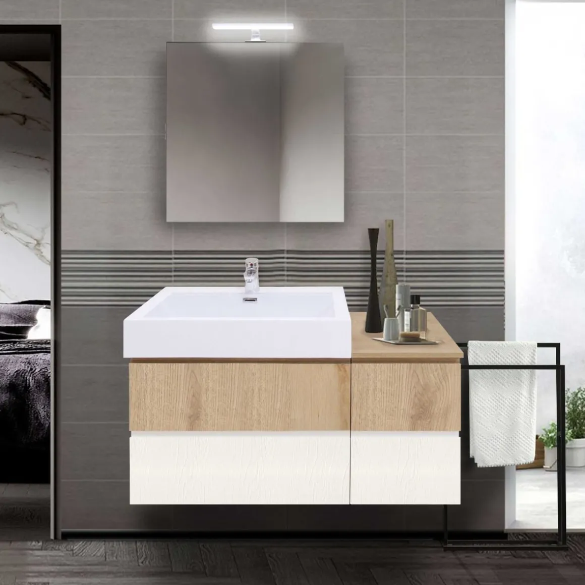 COMPOSIZIONE BAGNO IN NOBILITATO EVOKE E CROSS