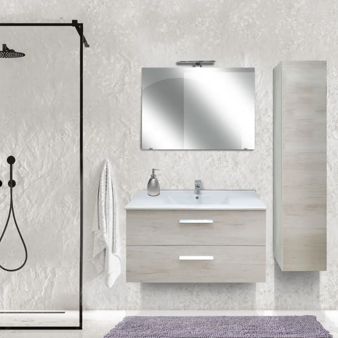 COMPOSIZIONE BAGNO MOD. ANGELA COLORE QUERCIA BIANCA