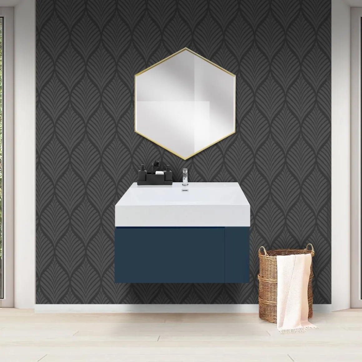 COMPOSIZIONE BAGNO MOD. B-GO LACCATO BLU OPACO