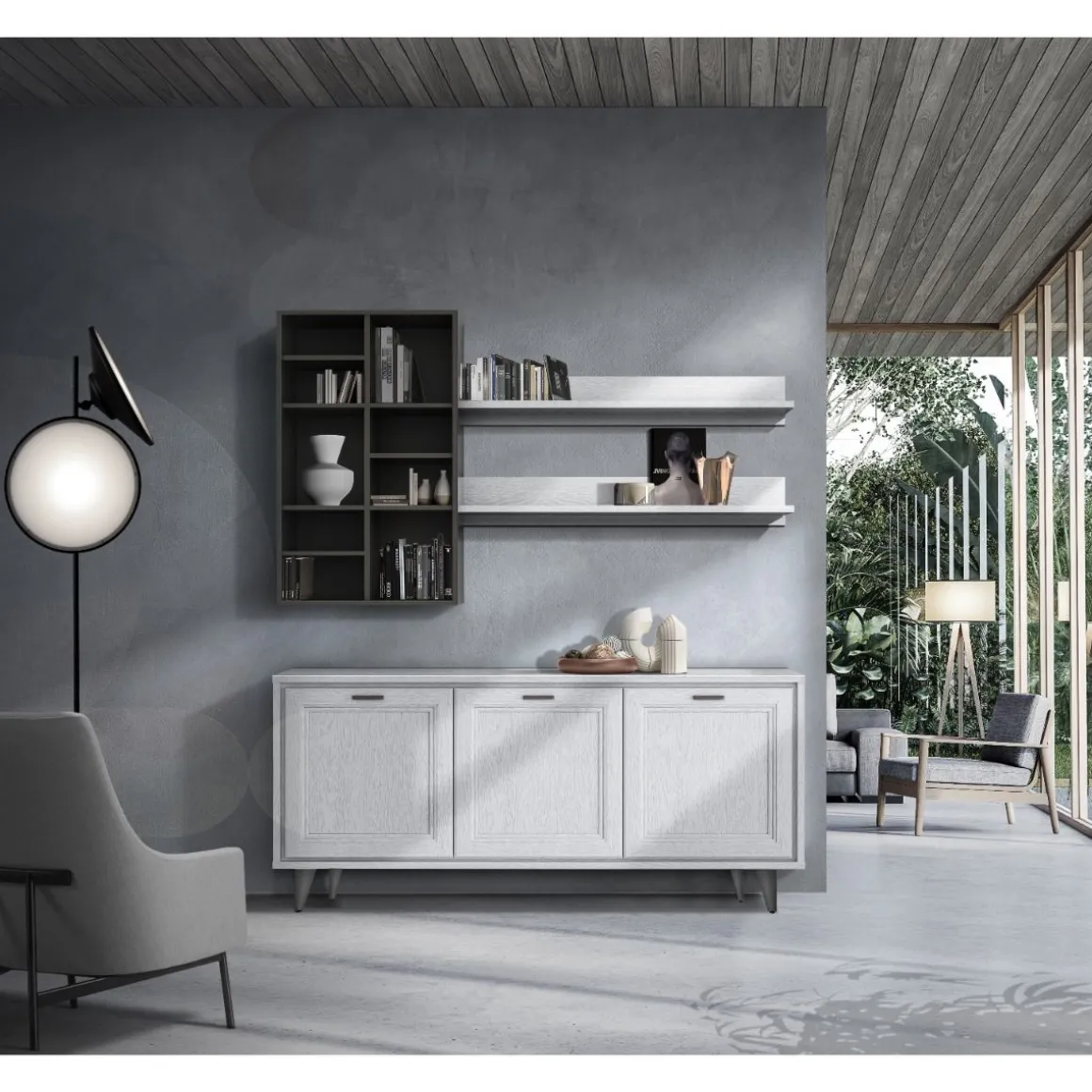 COMPOSIZIONE MOD. FOSTER BIANCO FRASSINATO E FANGO