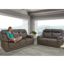 Coppia Divani in Nabuk Grigio Elephant: Divani Relax Elettrico