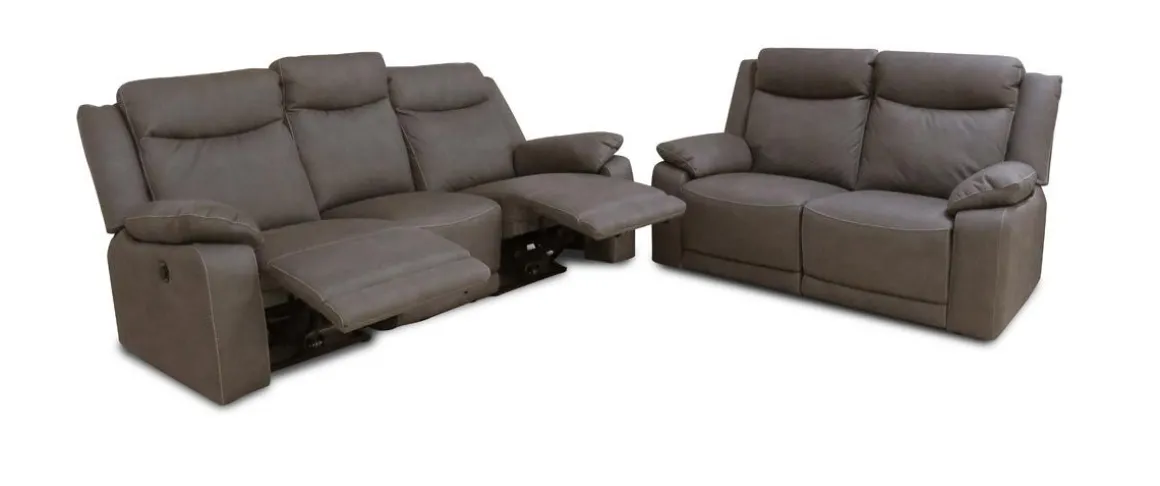Coppia Divani in Nabuk Grigio Elephant: Divani Relax Elettrico