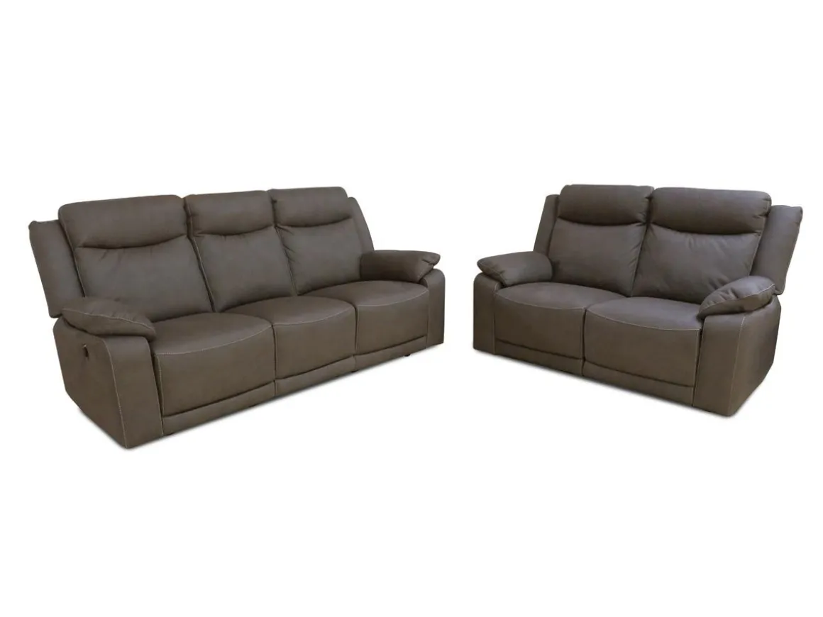 Coppia Divani in Nabuk Grigio Elephant: Divani Relax Elettrico