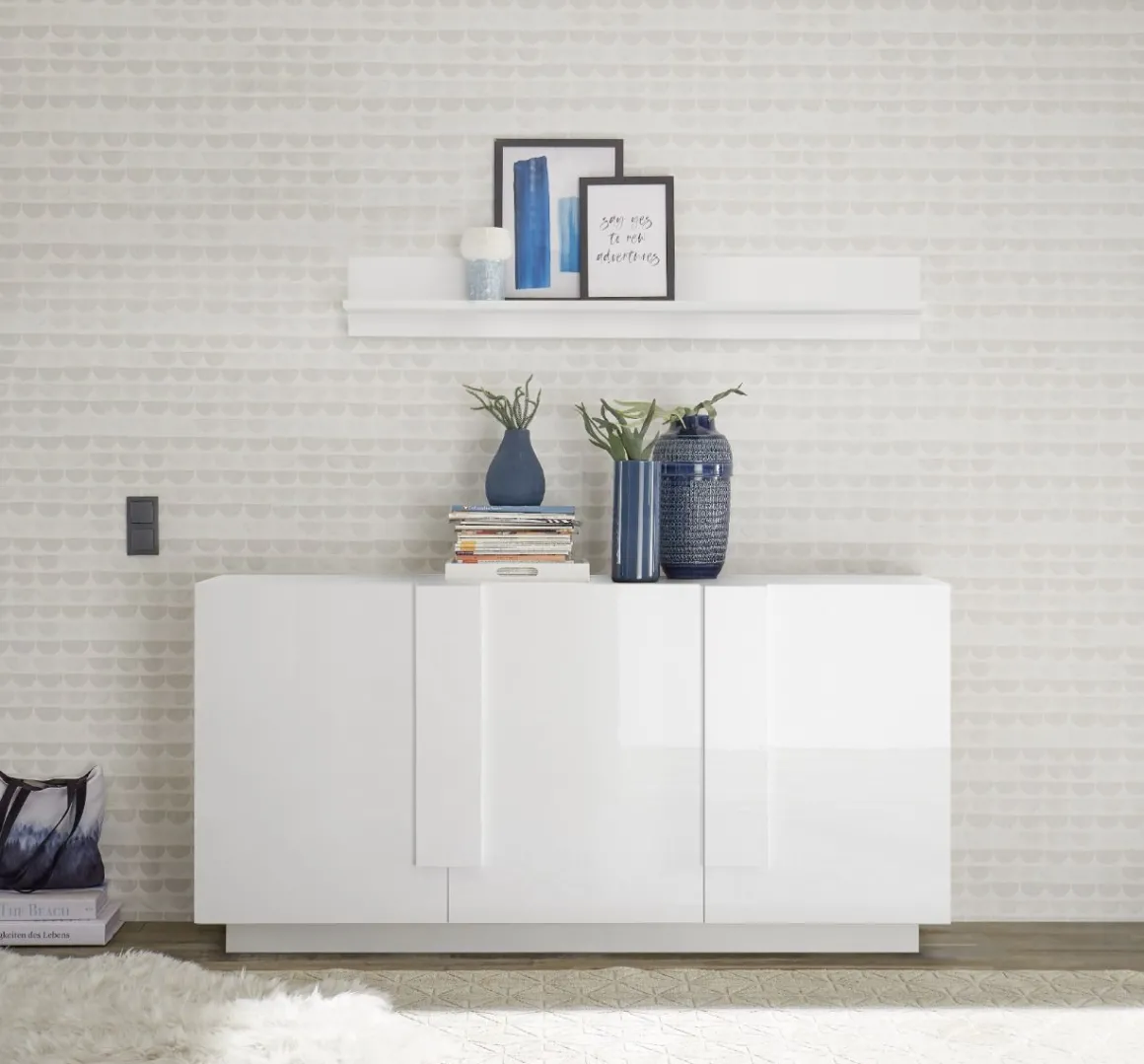 CREDENZA 3 ANTE JUPITER BIANCO LUCIDO in vendita online