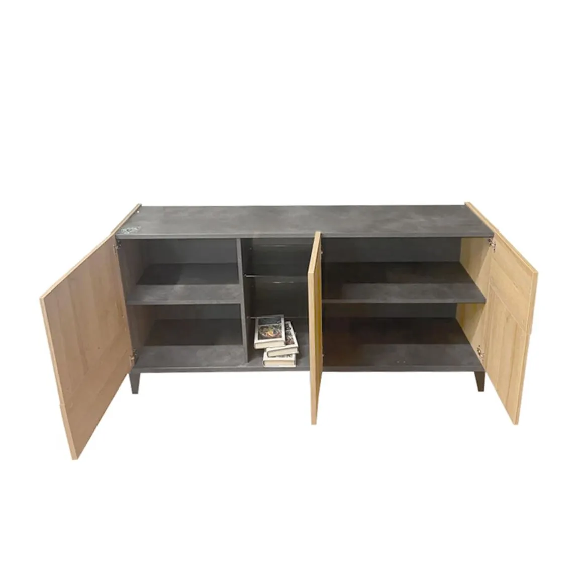CREDENZA 3 ANTE NERO PORTLAND E RIVIERA OAK: vendita online CREDENZA 3 ANTE NERO PORTLAND E RIVIERA OAK in offerta