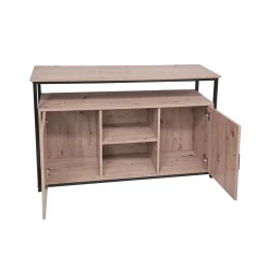 CREDENZA CM 120X35 H.80 ROVERE NODATO E METALLO NERO in vendita online