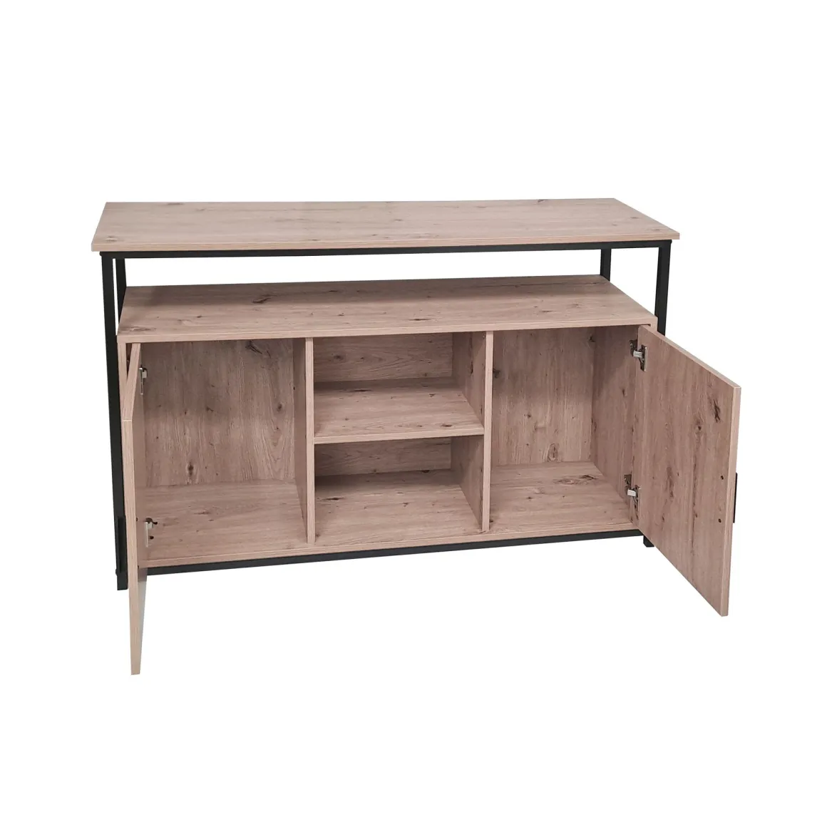 CREDENZA CM 120X35 H.80 ROVERE NODATO E METALLO NERO in vendita online