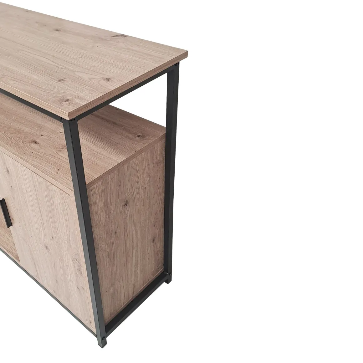 CREDENZA CM 120X35 H.80 ROVERE NODATO E METALLO NERO in vendita online