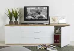 CREDENZA MOD. MUNDI BIANCO LUCIDO E ROVERE ARTISAN in vendita online