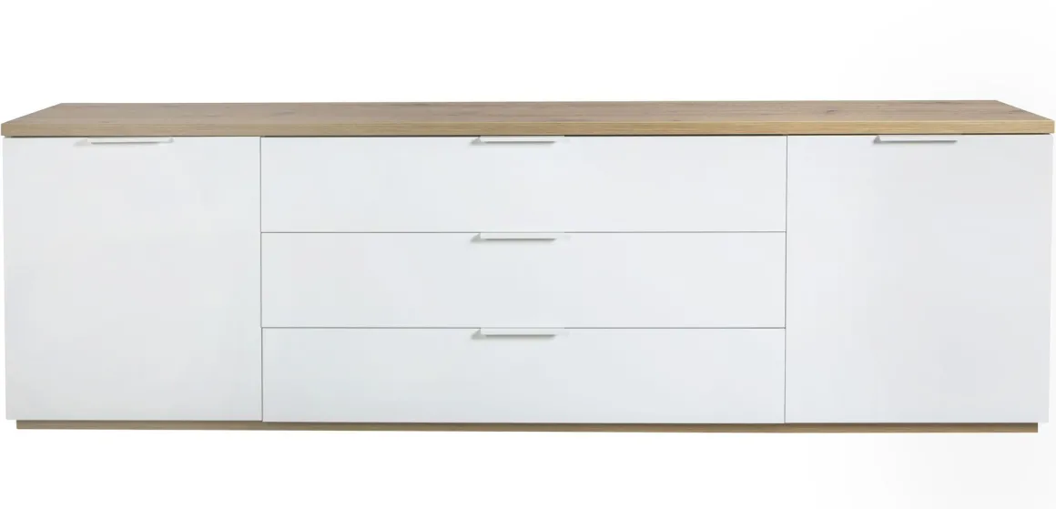 CREDENZA MOD. MUNDI BIANCO LUCIDO E ROVERE ARTISAN in vendita online