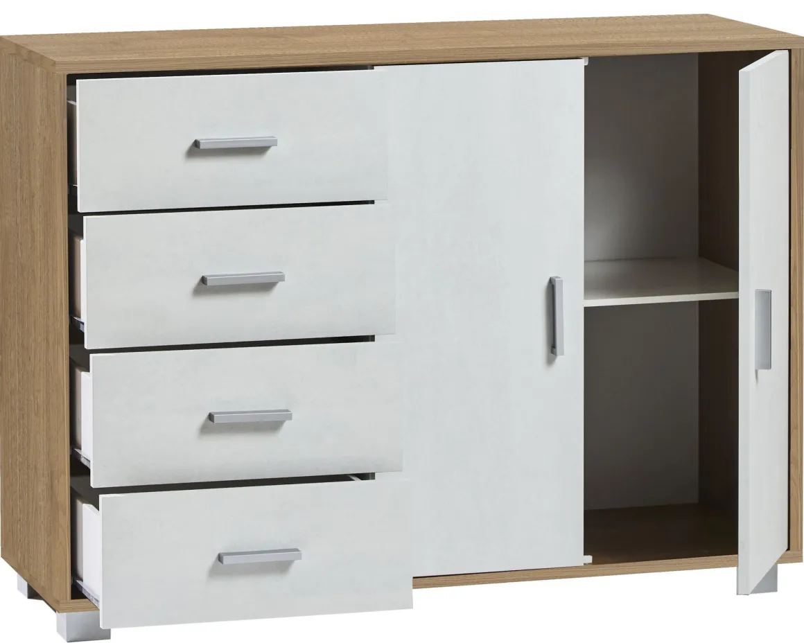 CREDENZA MOD. QUADRANTE NOCE STELVIO E OSSIDO BIANCO in vendita online