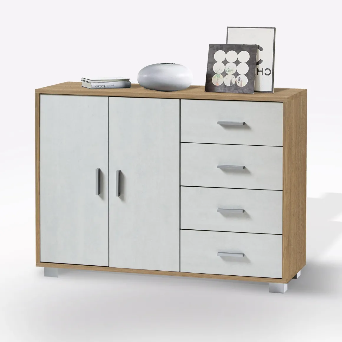 CREDENZA MOD. QUADRANTE NOCE STELVIO E OSSIDO BIANCO in vendita online