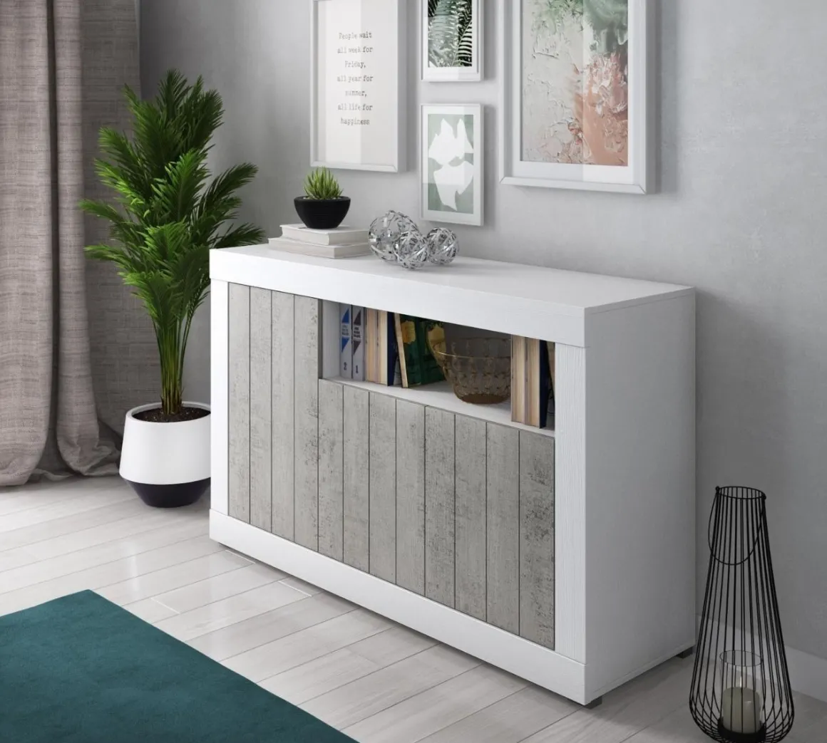 CREDENZA MOD. REVEN BIANCO FRASSINATO E CEMENTO: vendita online CREDENZA MOD. REVEN BIANCO FRASSINATO E CEMENTO in offerta