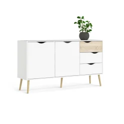 CREDENZA OSLO BIANCO OPACO E OAK: vendita online CREDENZA OSLO BIANCO OPACO E OAK in offerta