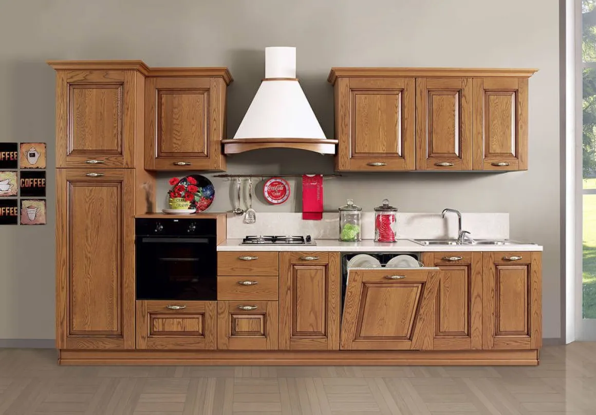 Cucina classica completa in rovere chiaro: cucina con lavastoviglie inclusa nel prezzo