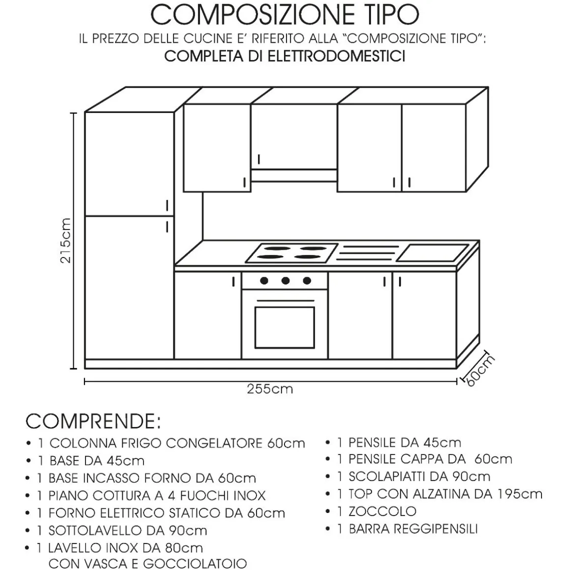 CUCINA COMPLETA GRIGIO/PANNA
