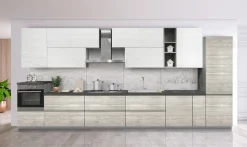CUCINA COMPONIBILE MOD. FLO EVO NOCE GRIGIO E NOCE BIANCO