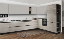 CUCINA COMPONIBILE NOCE GRIGIO E UTOPIA SETA