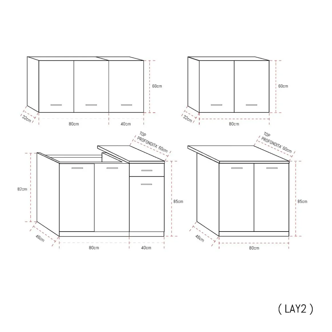 CUCINA COMPONIBILE CM 260 BIANCO E ROVERE ARTISAN