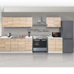CUCINA COMPONIBILE CM 350 BIANCO E ROVERE ARTISAN