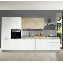 CUCINA MOD. DORA CM 360X60 H.216 BIANCO OPACO E ROVERE NATURALE PROMO VERGINE