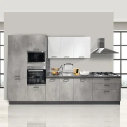 CUCINA MOD. KIRA CM 360X60 H.216 CEMENTO FUMO E CEMENTO BIANCO PROMO CANCRO