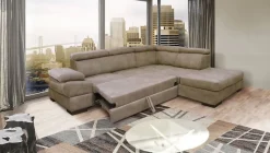 Divano ad Angolo: Divano Angolare con Penisola Nabuk Elephant e Beige