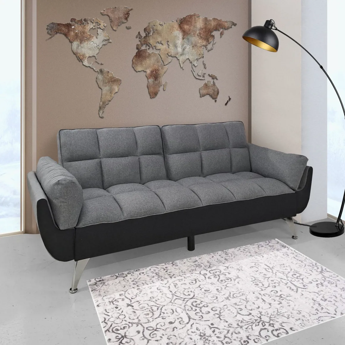 DIVANO LETTO CARLO CM 220 CON APERTURA CLIC CLAC IN TESSUTO GRIGIO: vendita online DIVANO LETTO CARLO CM 220 CON APERTURA CLIC CLAC IN TESSUTO GRIGIO in offerta