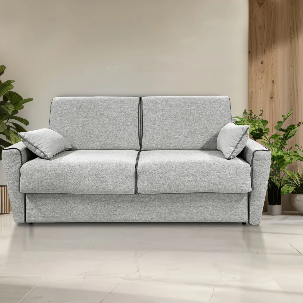 DIVANO LETTO PERLA CM 195 CON RETE ELETTROSALDATA IN TESSUTO GRIGIO CHIARO : vendita online DIVANO LETTO PERLA CM 195 CON RETE ELETTROSALDATA IN TESSUTO GRIGIO CHIARO in offerta