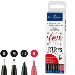 FABER CASTELL - SET 4 PITT ARTIST PENS HAND LETTERING: vendita online FABER CASTELL - SET 4 PITT ARTIST PENS HAND LETTERING in offerta