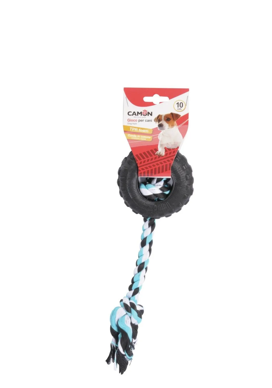 GIOCO CANE PNEUMATICO IN FOAM TPR CON CORDA IN COTONE 10CM: vendita online GIOCO CANE PNEUMATICO IN FOAM TPR CON CORDA IN COTONE 10CM in offerta