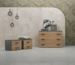 GRUPPO LETTO ONYX OSSIDO E NOCE
