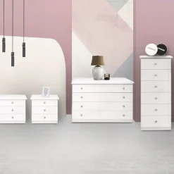 GRUPPO LETTO SARA FRASSINO BIANCO CON DECORAZIONE GLITTER