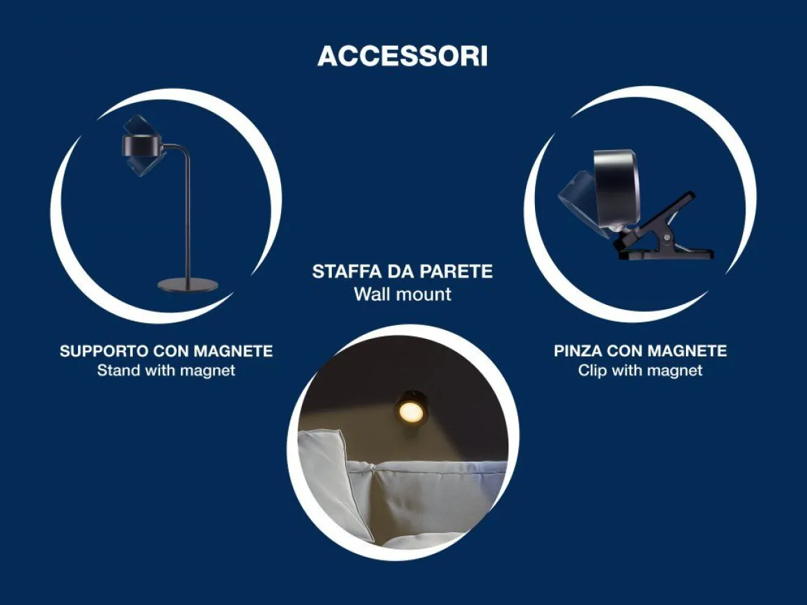 LAMPADA DA LETTURA 3 IN 1 MAGNETE DIAM 12 H. 30CM NERA: vendita online LAMPADA DA LETTURA 3 IN 1 MAGNETE DIAM 12 H. 30CM NERA in offerta