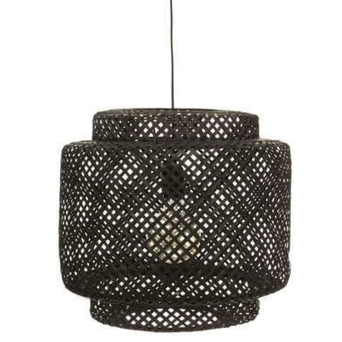 LAMPADARIO LUBY IN BAMBO/FERRO NERO D 40CM - E27 40W: vendita online LAMPADARIO LUBY IN BAMBO/FERRO NERO D 40CM - E27 40W in offerta