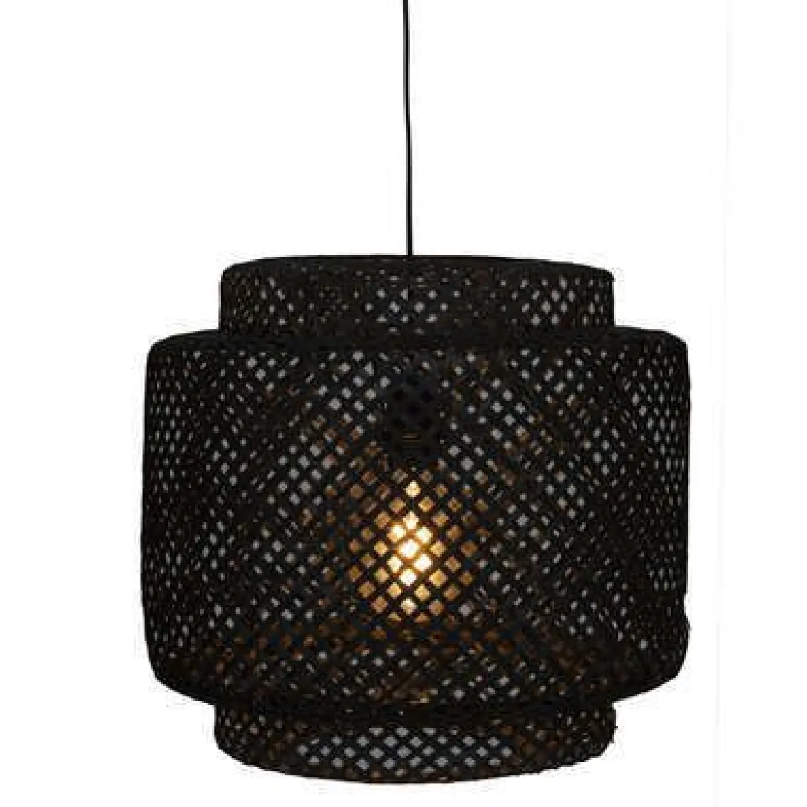 LAMPADARIO LUBY IN BAMBO/FERRO NERO D 40CM - E27 40W: vendita online LAMPADARIO LUBY IN BAMBO/FERRO NERO D 40CM - E27 40W in offerta