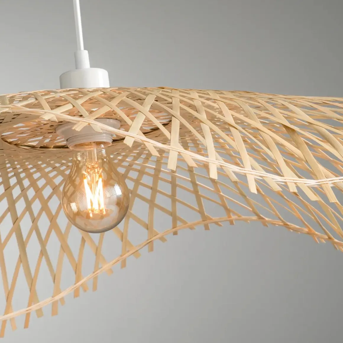 LAMPADARIO 1 LUCE TESS IN METALLO E BAMBU DIAM. 75CM : vendita online LAMPADARIO 1 LUCE TESS IN METALLO E BAMBU DIAM. 75CM in offerta