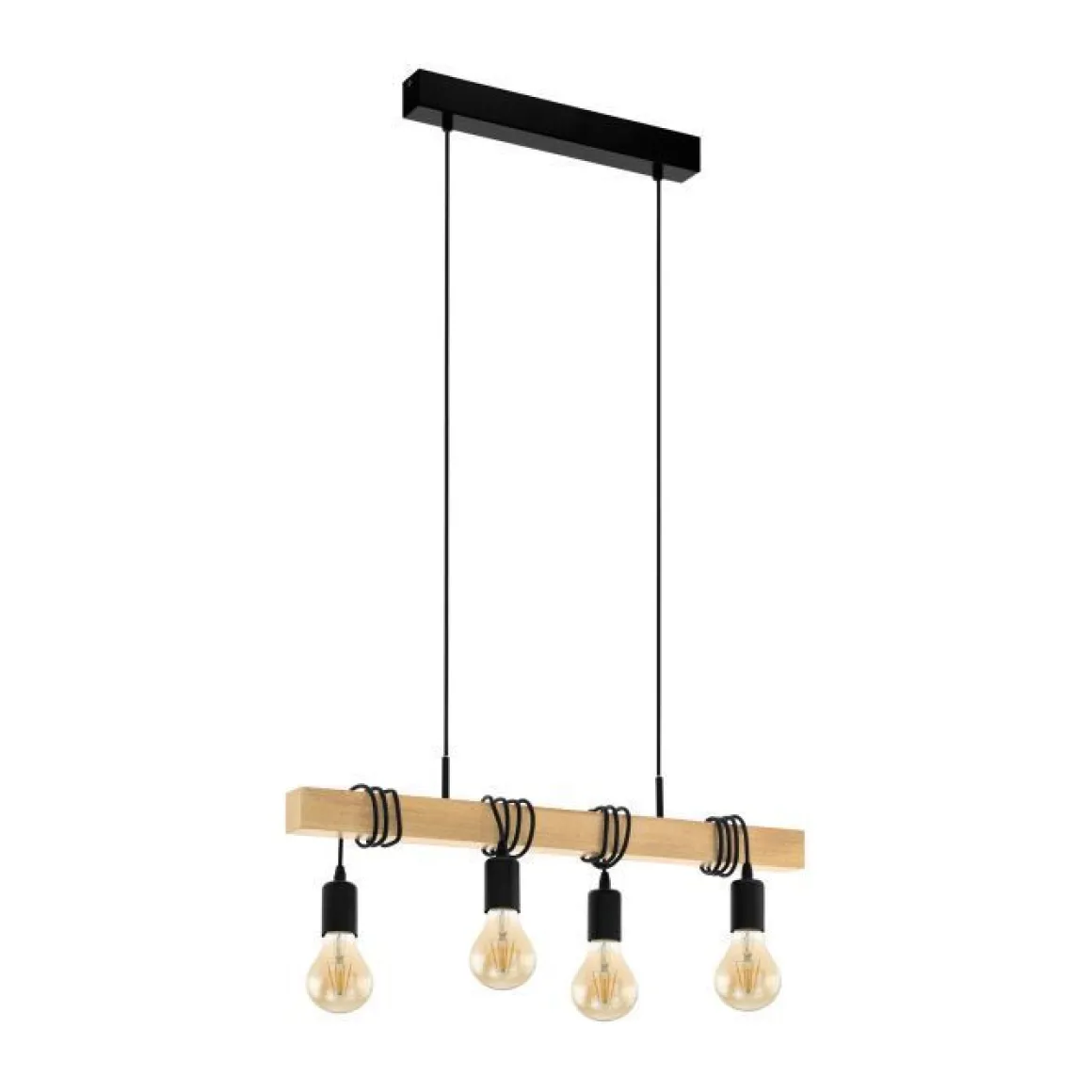 LAMPADARIO 4 LUCI TOWNSHEND NERO/MARRONE 70CM - 4X60W E27: vendita online LAMPADARIO 4 LUCI TOWNSHEND NERO/MARRONE 70CM - 4X60W E27 in offerta