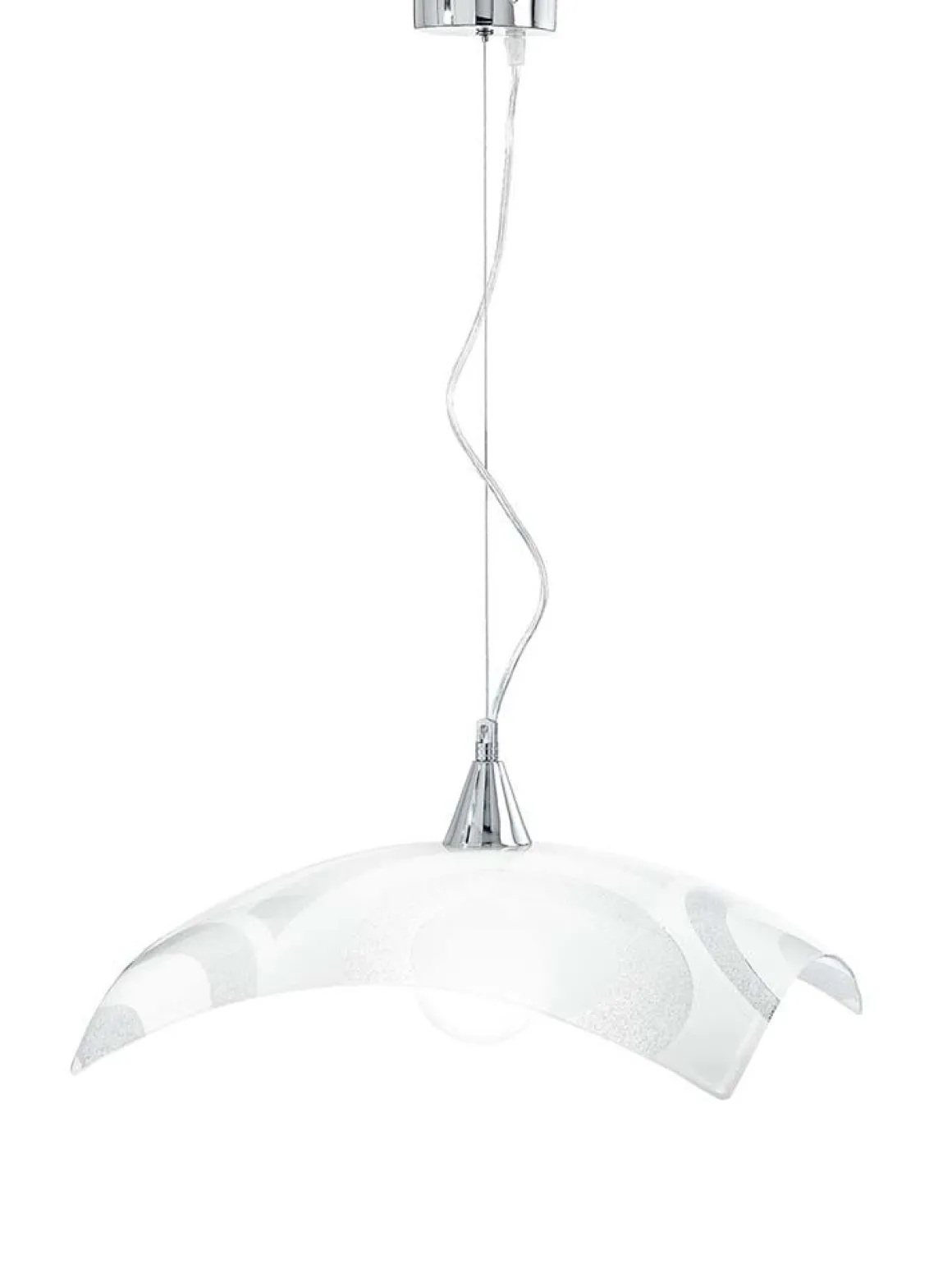 LAMPADARIO MIRO' BIANCO GRANIGLIATO PENDEL CROMATO 45X45X10,5 - 1XE27 MAX 60W: vendita online LAMPADARIO MIRO' BIANCO GRANIGLIATO PENDEL CROMATO 45X45X10,5 - 1XE27 MAX 60W in offerta