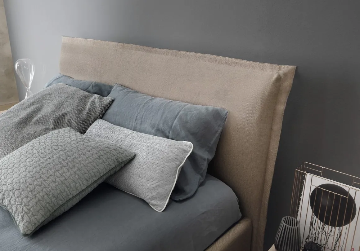 Letto Contenitore in Tessuto: Letto Beige Modello Jasmine con Rete Inclusa