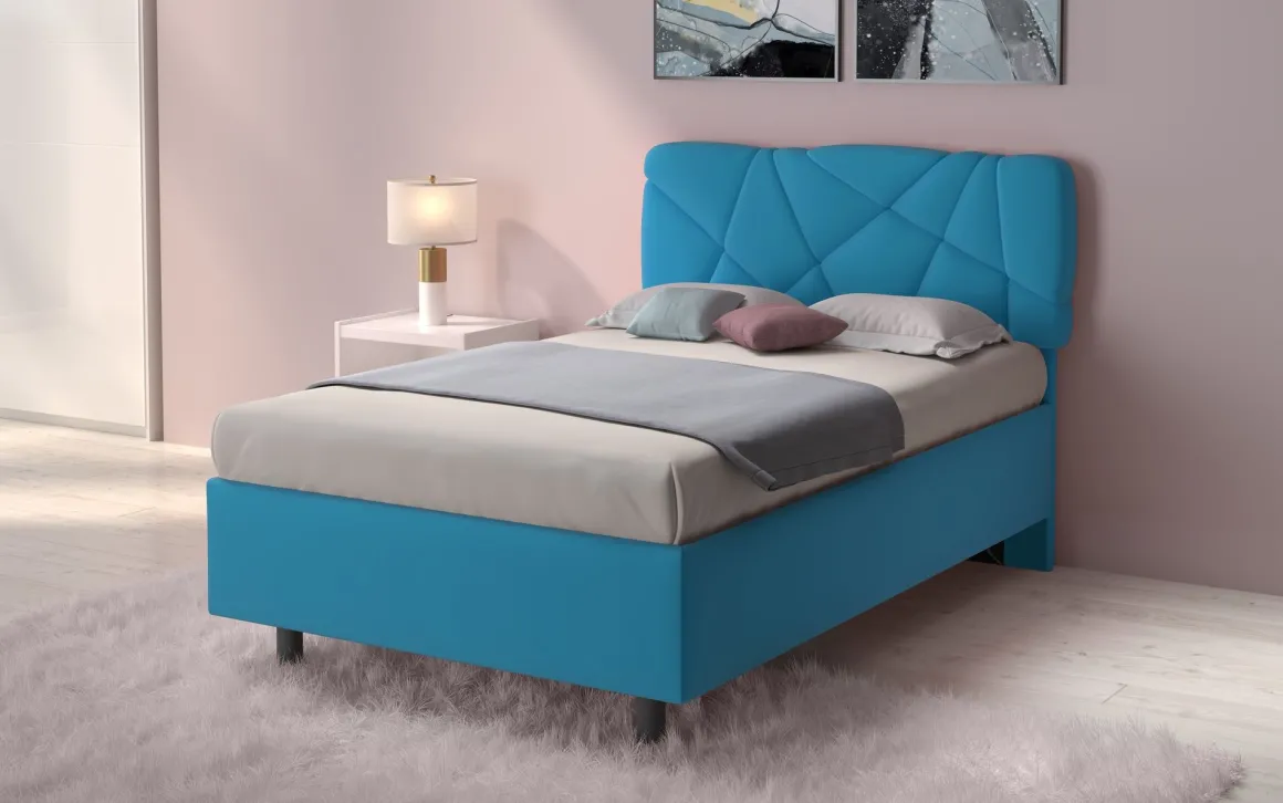 LETTO CONTENITORE POP 1 PIAZZA E 1/2 TESSUTO LYCRA AZZURRO
